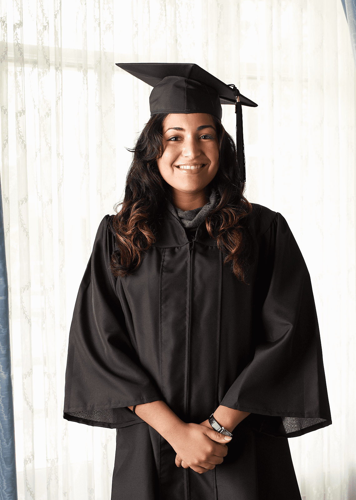 Young woman in graduation attire